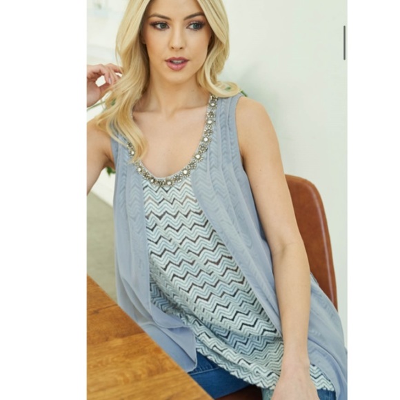 Nwt boho top, tank top, spring summer top, embellished top - Picture 11 of 13
